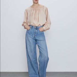 Zara Jewel Trim Satin Blouse - Worn Once